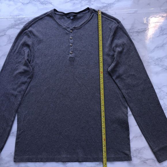 John Varvatos Men’s Size XL Gray Henley Ribbed Pullover Button Front Pima Cotton - Picture 7 of 13